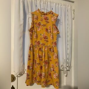 Xhilaration Yellow Floral Midi Dress